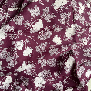 Original 1930's 1940's Wine and White Floral Dressmaking Fabric - 38" x 144"