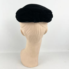 Load image into Gallery viewer, Original 1950&#39;s Classic Black Velvet Hat by Jacoll - Great Wardrobe Staple
