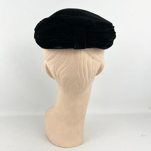Original 1950's Classic Black Velvet Hat by Jacoll - Great Wardrobe Staple