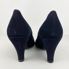 Load image into Gallery viewer, Original 1940's 1950's Deadstock Blue Suede Court Shoes with Punch Detail  - UK 4.5

