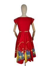 Load image into Gallery viewer, Original 1950’s Down’s of London Novelty Print Dress with Basket Print 32 34
