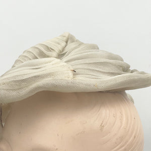 Original 1950's Off-White Nylon Pleated French Hat