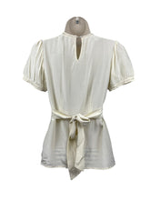 Load image into Gallery viewer, Original 1930’s Natural Silk Blouse with Belt, Mother of Pearl Buttons and Faggoting - Bust 30&quot; 32&quot;

