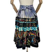 Load image into Gallery viewer, Original 1950&#39;s Cotton Cara Hendrix Painted Mexican Skirt in Vibrant Aztec Warriors Print - Waist 31 32 33 *
