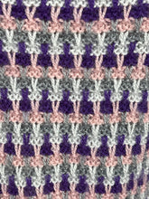 Load image into Gallery viewer, Reproduction 1940&#39;s Waffle Stripe Jumper in Purple, Pink and Grey Knitted from a Wartime Pattern - Bust 36 38 40
