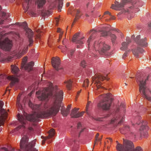 Load image into Gallery viewer, Original 1950&#39;s Cotton Rayon Dressmaking Fabric with Floral Print in Orange and Purple on White - 36&quot; x 130
