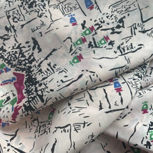 Load image into Gallery viewer, Semi Sheer Novelty Print Polyester Dressmaking Fabric - Pink with Windmills - 40&quot; x 130&quot;
