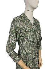 Load image into Gallery viewer, Original 1950&#39;s Silk Floral Day Dress in Green - Bust 38 *
