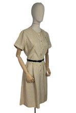 Load image into Gallery viewer, Original Late 1950&#39;s or Early 1960&#39;s Smartsette Lightweight Cotton Day Dress in Yellow, Black and White Check - Bust 42
