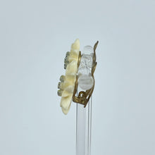 Load image into Gallery viewer, Vintage 1940&#39;s 1950&#39;s Carved Bovine Bone Edelweiss Clip On Earrings
