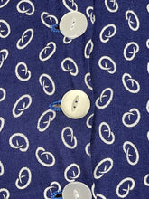 Load image into Gallery viewer, Original 1940’s 1950’s Novelty Print Pretzel Print Dress in Blue and White - Bust 34&quot; *
