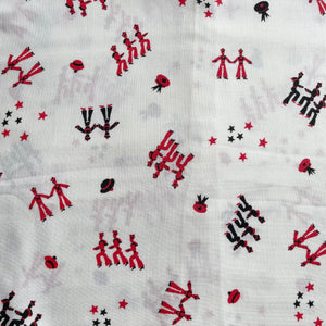 Floppy Cotton Rayon Dressmaking Fabric Featuring Sailors in Black and Red on White - 42" x 62"