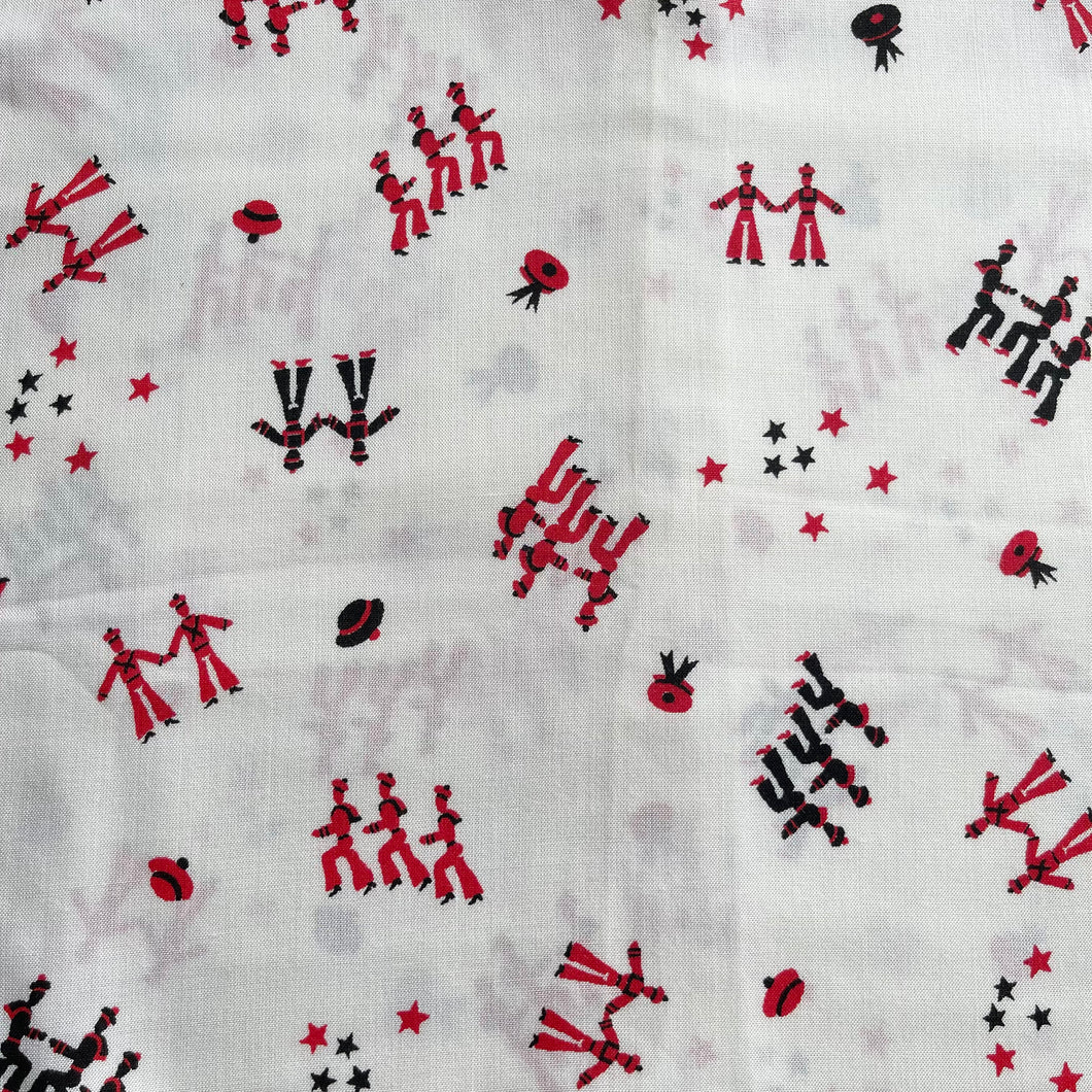 Floppy Cotton Rayon Dressmaking Fabric Featuring Sailors in Black and Red on White - 42