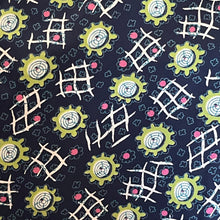 Load image into Gallery viewer, Original 1940&#39;s Cold Rayon Novelty Print Dressmaking Fabric in Navy, Pink and Lime Green - Selling by the Metre
