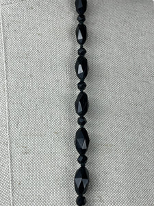 Gorgeous Vintage French Jet Flapper Length Necklace - Inky Black Glass Beads