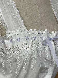 Antique White Cotton Chemise with Broderie Anglaise Detail and Cotton Lawn Straps - Bust 34 35 *