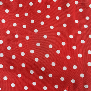 Red and White Viscose Crepe Polka Dot Dressmaking Fabric - 44" x 100"