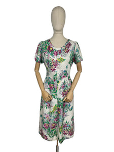 Wounded but Wearable Original 1940’s 1950’s Floppy Cotton Floral Dress - Bust 40 42