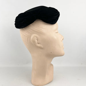 Original 1950's Classic Black Velvet Hat by Jacoll - Great Wardrobe Staple