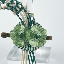 Load image into Gallery viewer, Original 1940&#39;s White and Green Wartime Make Do and Mend Brooch with Flower Cluster Centre
