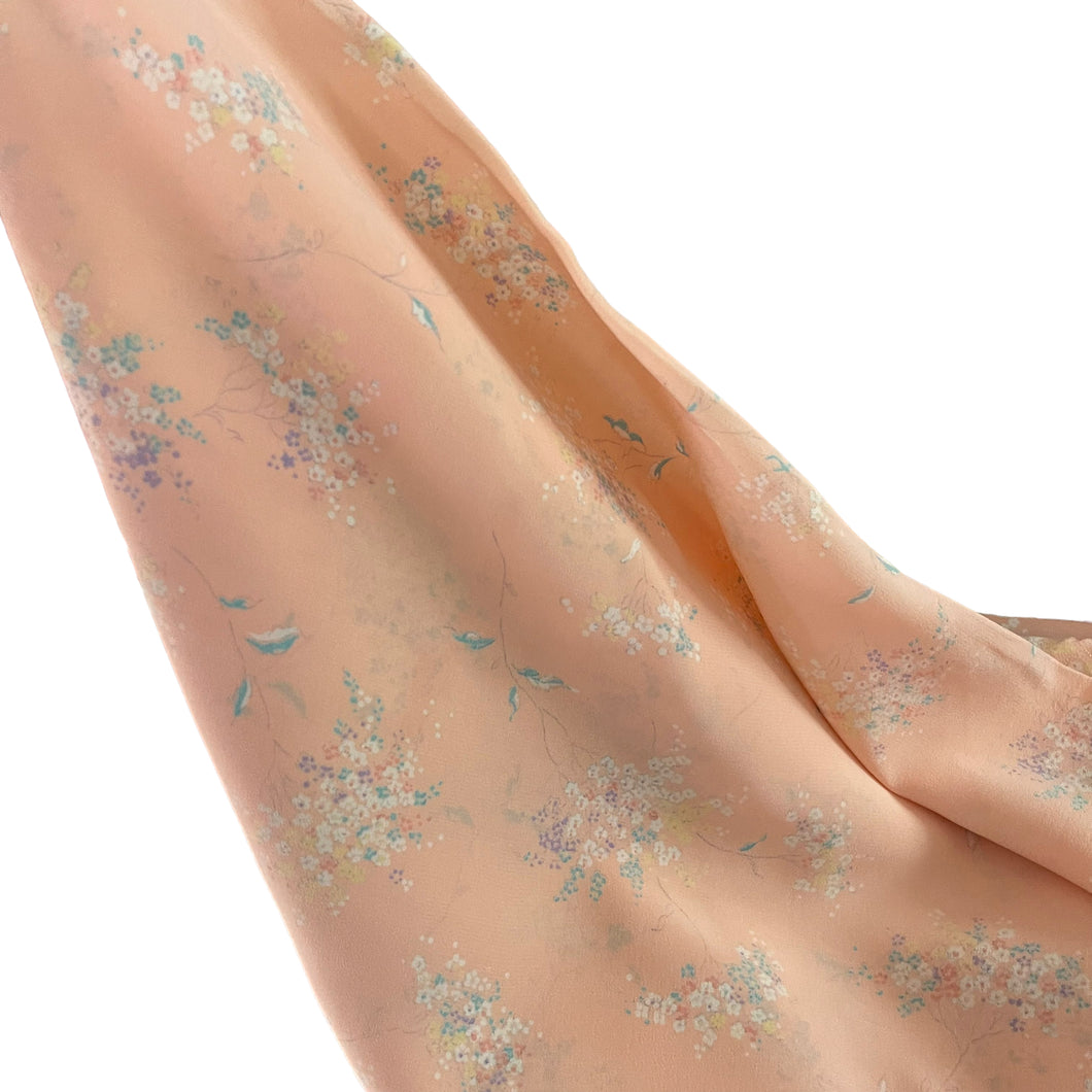 Original 1940's Dressmaking Fabric for Nightwear of Underwear - Peach with Floral Sprays - 35