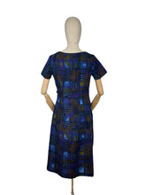 Load image into Gallery viewer, Original 1960’s Cotton Day Dress in Blue with Abstract Print - Bust 36 38
