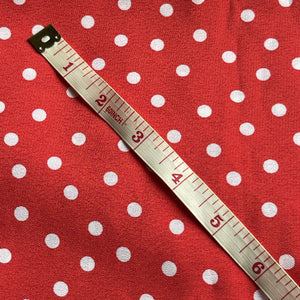 Red and White Viscose Crepe Polka Dot Dressmaking Fabric - 44" x 100"