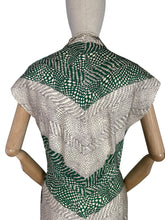 Load image into Gallery viewer, Original 1940&#39;s Green and White Chevron Print Day Dress - Bust 38
