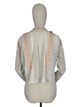 Load image into Gallery viewer, Original 1920&#39;s 1930&#39;s Hand Embroidered Muslin Blouse - Stunning Apricot Silk Geometric Embroidery - Bust 36 38 *
