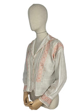 Load image into Gallery viewer, Original 1920&#39;s 1930&#39;s Hand Embroidered Muslin Blouse - Stunning Apricot Silk Geometric Embroidery - Bust 36 38 *
