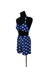 Load image into Gallery viewer, Original 1940&#39;s Blue and White Polka Dot Belted Dress and Matching Shorts and Top Playsuit - Bust 34 *
