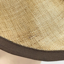 Load image into Gallery viewer, Original 1950&#39;s Natural Straw Hat with Dark Chocolate Brown Velvet Ribbon and Bow Trim - AS IS *
