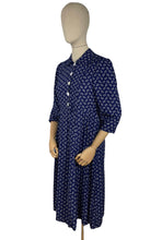 Load image into Gallery viewer, Original 1940’s 1950’s Novelty Print Pretzel Print Dress in Blue and White - Bust 34&quot; *
