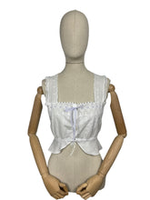 Load image into Gallery viewer, Antique White Cotton Chemise with Broderie Anglaise Detail and Cotton Lawn Straps - Bust 34 35 *
