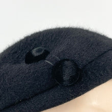 Load image into Gallery viewer, Original 1950&#39;s Black Fur Felt Hat with Double Button Trim - Timeless Piece
