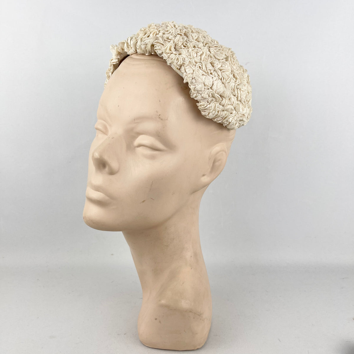 Original 1950's Cream Ruffled Lace Half Hat - Perfect for a Summer Wed ...
