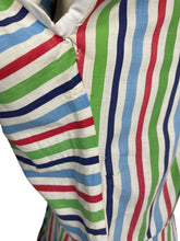 Load image into Gallery viewer, Original 1940&#39;s Lightweight Summer Dress in Stripes of Blue, Red and Green on White - Bust 38 40
