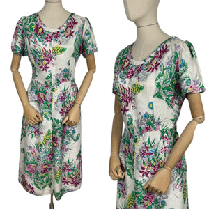 Wounded but Wearable Original 1940’s 1950’s Floppy Cotton Floral Dress - Bust 40 42