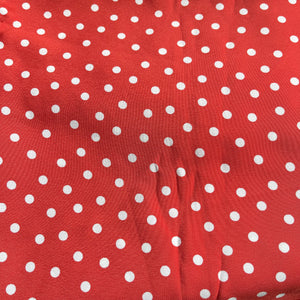 Red and White Viscose Crepe Polka Dot Dressmaking Fabric - 44" x 100"