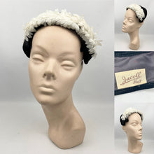 Load image into Gallery viewer, Original 1950&#39;s Black and White Half Hat with Flowers by Jacoll
