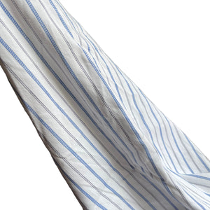 Original 1940's 1950's White Cotton Fabric with Blue and Black Stripe - Medium Weight Shirting - 28" x 128"