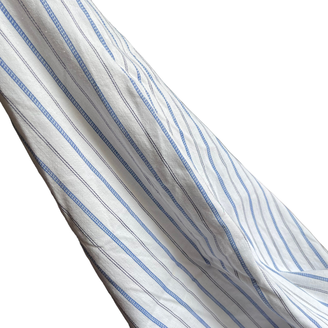Original 1940's 1950's White Cotton Fabric with Blue and Black Stripe - Medium Weight Shirting - 28