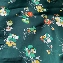 Load image into Gallery viewer, Original 1930&#39;s Emerald Green Pure Silk Fabric with Autumnal Floral Print - Dress Length
