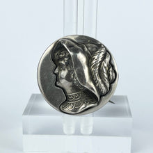 Load image into Gallery viewer, Antique Edwardian Hallmarked Silver Brooch Featuring a Lady in a Feather Hat
