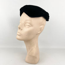 Load image into Gallery viewer, Original 1950&#39;s Classic Black Velvet Hat by Jacoll - Great Wardrobe Staple
