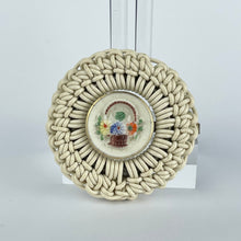 Load image into Gallery viewer, Original 1940&#39;s White Wartime Make Do and Mend Brooch with Glass Flower Button Middle
