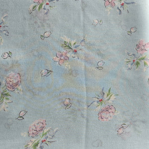 1940's Dressmaking Fabric for Nightwear or Underwear - Pale Blue With Pink Flowers and Blue Ribbons 32" x 80" - No.6