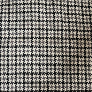 Vintage Houndstooth Check Skirt Wool Fabric in Cream, Black and Grey - Comes with Zip and Button - 28" x 58"