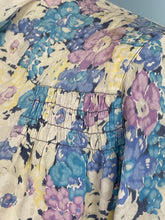 Load image into Gallery viewer, Original 1930&#39;s Pure Silk Blouse in Muted Floral Print in Blue, Pink and Yellow - Bust 34 36 *
