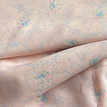 Load image into Gallery viewer, 1940&#39;s Dressmaking Fabric for Underwear or Nightwear - Pink Base with Ribbons and Floral Print in White, Pink and Blue - 36&quot; x 130&quot; - No.18
